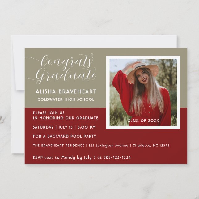 Modern inbjudan till Photo Bassäng Party i Student (Framsida)