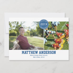 Modern inbjudan till Photo Studenten - blå