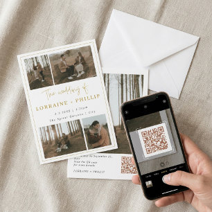 Modern inbjudan till QR-kod för 5-foto QR-bröllop