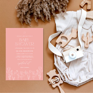 Modern inbjudan till  Rosa Baby Shower