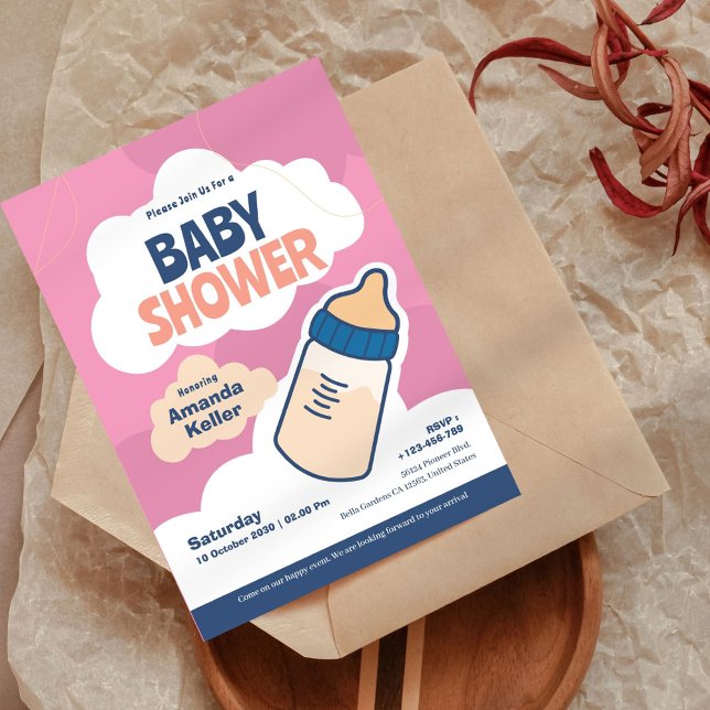 Modern inbjudan till Rosa Baby Shower (Skapare uppladdad)