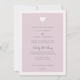 Modern inbjudan till Rosa Kärlek Heart-bröllop