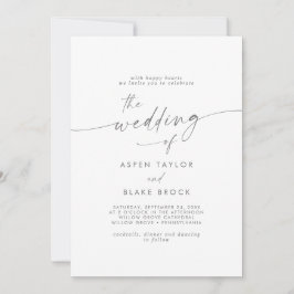 Modern inbjudan till skript-bröllop i Silver