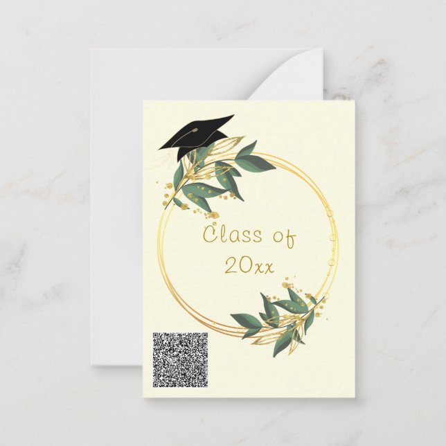 Modern inbjudan till Studenten i Guld med QR-kod (Baksida)