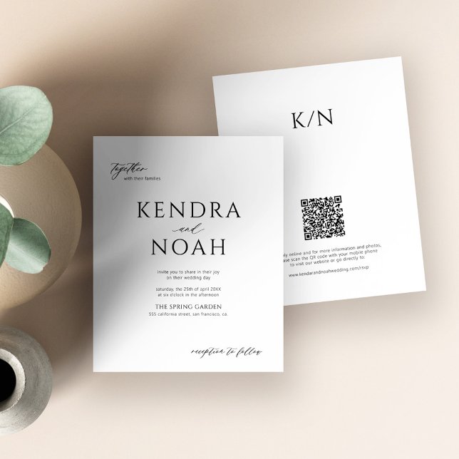 Modern inbjudan till svartvit budgetbröllop (Skapare uppladdad)