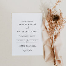 Modern inbjudan till svartvita bröllop