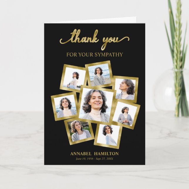 Modern inbjudan till Tack för fotokollage-sympati (Framsida)