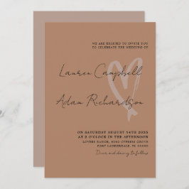 Modern inbjudan till Terracotta & Black Heart Wedd