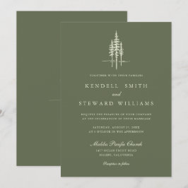Modern inbjudan till Träd Forest Rustic-bröllop i 