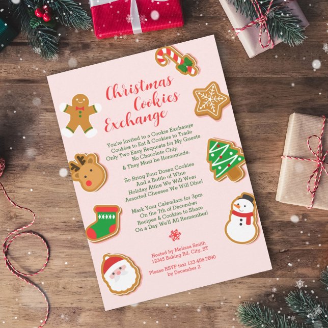 Modern inbjudan till utbyte av julcookies (Skapare uppladdad)
