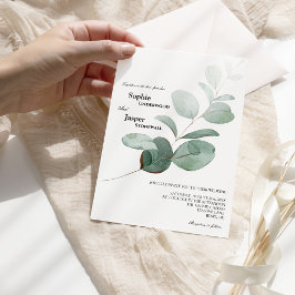 Modern inbjudan till Vita bröllop i Greenery