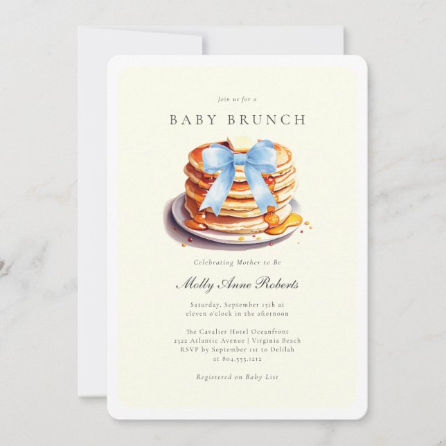 Modern inbjudan till Watercolor Baby Brunch (Framsida)