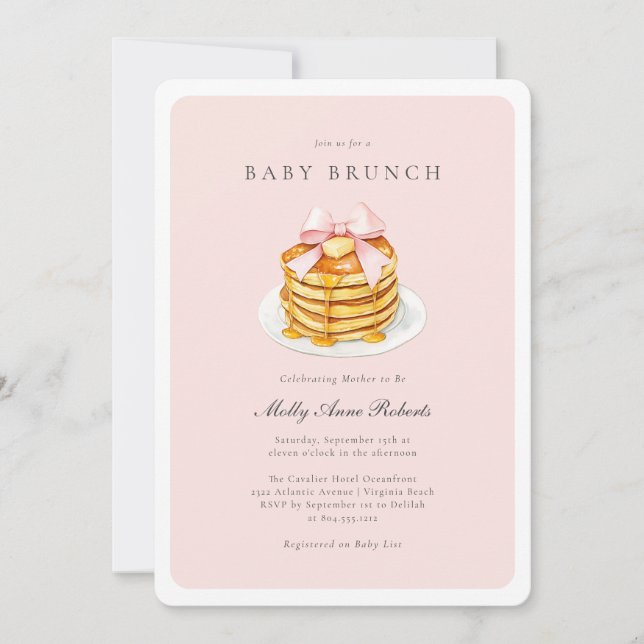 Modern inbjudan till Watercolor Baby Brunch (Framsida)