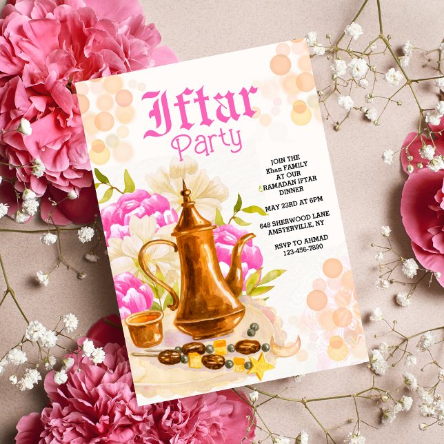 Modern inbjudan till Watercolor Kettle Iftar Party (Skapare uppladdad)