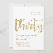 Modern inbjudan till White & Guld 30års födelsedag