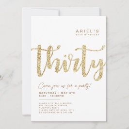 Modern inbjudan till White & Guld 30års födelsedag