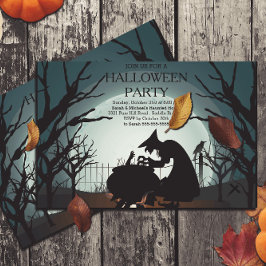 Modern inbjudning till taloky Witch Halloween fest Inbjudningar