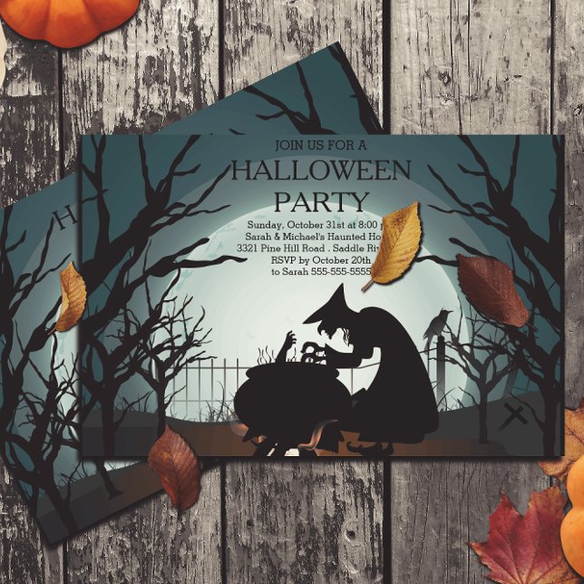 Modern inbjudning till taloky Witch Halloween fest Inbjudningar (Skapare uppladdad)