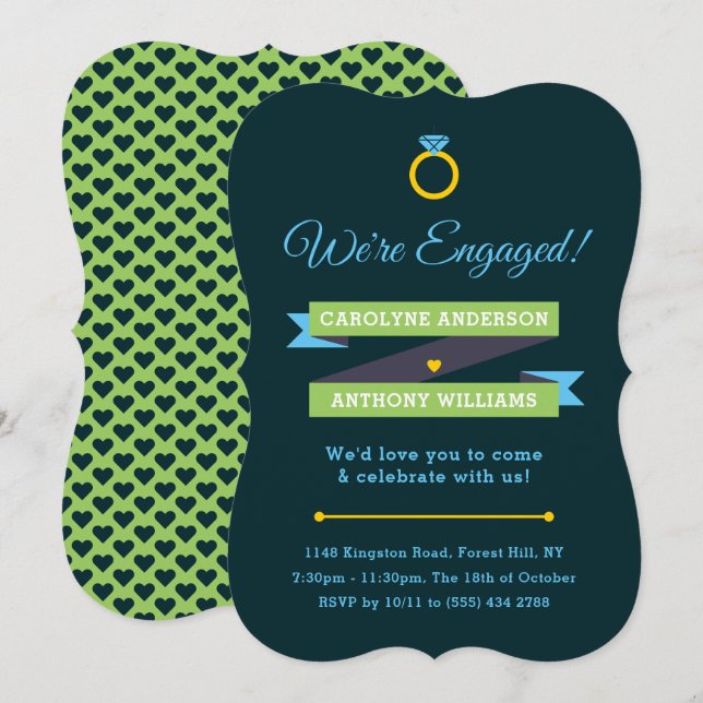 Modern inbjudningar till Förlovningsfest av visemi (Fram/baksida)