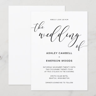 Modern inbjudningskort för Rustic Calligraphy-bröl
