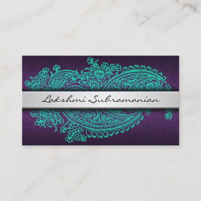 Modern India Paisley Professionell Affärskorts Visitkort (Framsida)
