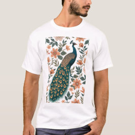 Modern Indian Folklore Peacock Pattern T Shirt