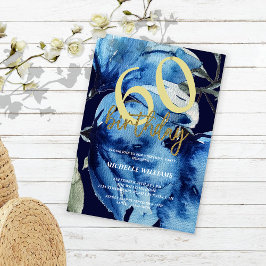 Modern Indigo Blommig Glitter Kalligrafi Inbjudningar