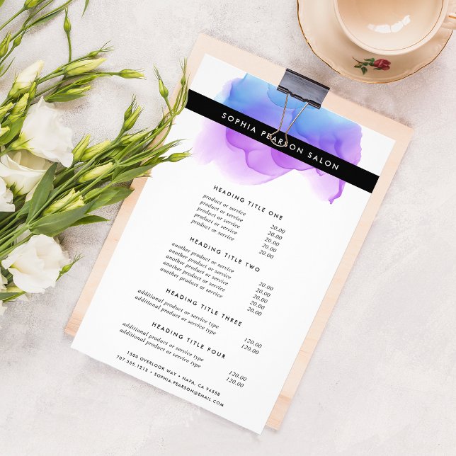 Modern Indigo Watercolor Pris & Services Flygblad (Skapare uppladdad)