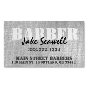 Modern Industrial Grått Barber Magnetiska Visitkort