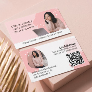 Modern Influencer för Sociala Medier Foto QR-kod Visitkort