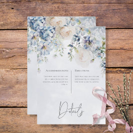 Modern information om blå och vit Blommigt Tilläggskort