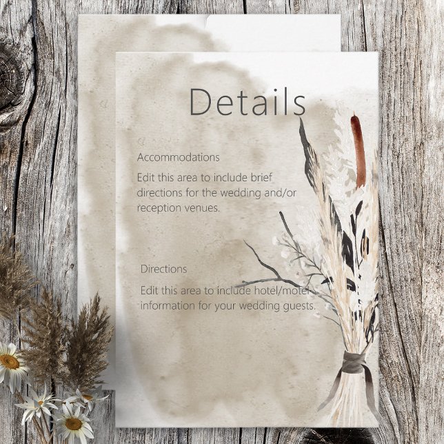 Modern informationskort för Rustic Boho Bouquet OSA Kort (Skapare uppladdad)