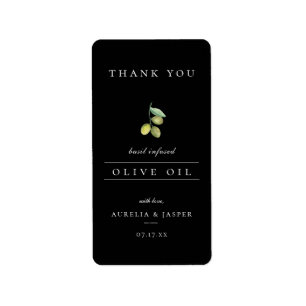 Modern Infused Olive Oil Tack Label Black Adressetikett