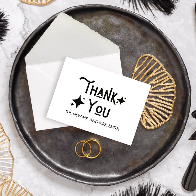 Modern ingenting Finare just Kärlek Bröllop Tack Kort (Modern Black and White Nothing Fancy Just Love Wedding Thank you Card)