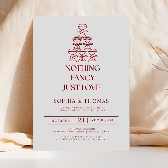 Modern ingenting Finare just Kärlek Elopement Inbjudningar (Skapare uppladdad)