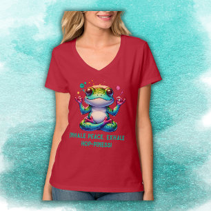 Modern Inhale Exhale Grönt Frog   T Shirt