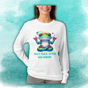 Modern Inhale Exhale Grönt Frog   T Shirt