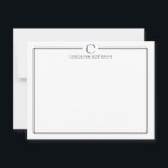 Modern Initial Black and White Border Stationery Anteckningskort<br><div class="desc">This design features a thin double border with space for a monogram and name and coordinating back design. Click the customize button if you would like to adjust the design elements and/or further modify the text! Variations of this design, additional colors, as well as coordinating products are available in our...</div>