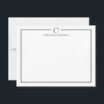 Modern Initial Black and White Border Stationery Anteckningskort<br><div class="desc">This design features a thin double border with space for a monogram and name and coordinating back design. Click the customize button if you would like to adjust the design elements and/or further modify the text! Variations of this design, additional colors, as well as coordinating products are available in our...</div>