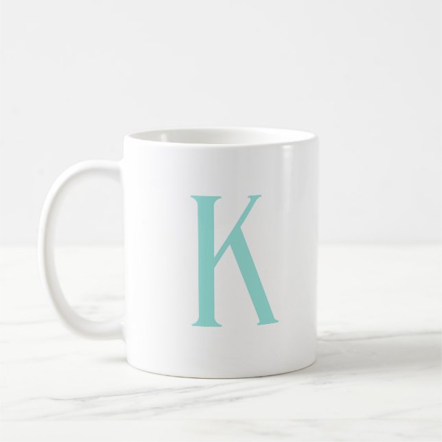 Modern Initial Brev Mint Grönt Monogram Kaffemugg (Vänster)