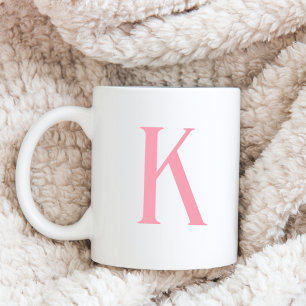 Modern Initial Brev Rosa Monogram Kaffemugg