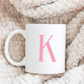 Modern Initial Brev Rosa Monogram Kaffemugg