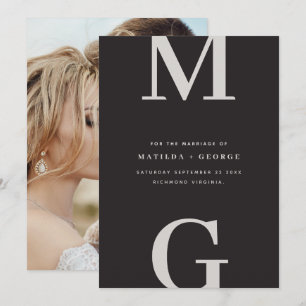 Modern initial grafisk typografi foto bröllop spara datumet