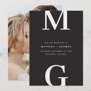 Modern initial grafisk typografi foto bröllop spara datumet