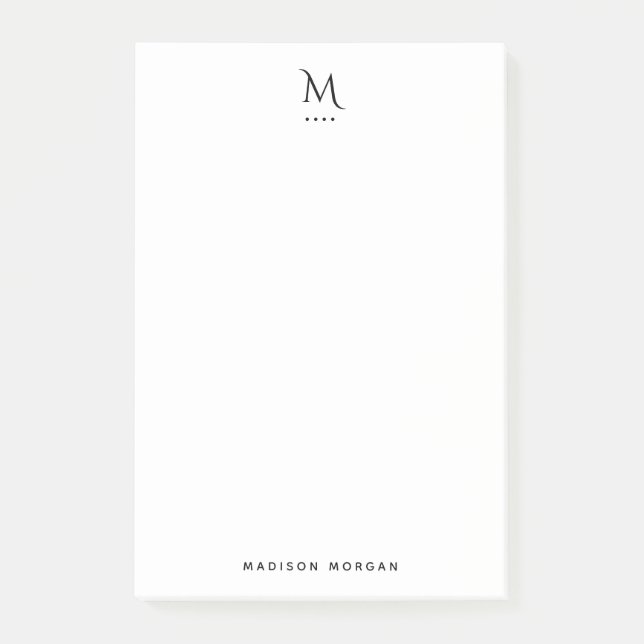 Modern Initial Letterpress Enkel Svart Post-it Block (Framsida)