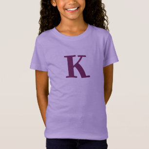 Modern Initial Lila Brev Kids T Shirt