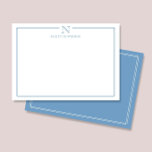 Modern Initial Monogram Blå Kant Brevpapper Anteckningskort<br><div class="desc">Denna design har en tunn dubbel ram med utrymme för ett monogram och namn/text högst upp. Klicka på knappen för anpassning om du vill justera designelementen och/eller ytterligare ändra texten! Variationer av denna design, ytterligare färger samt kompletterande produkter finns tillgängliga i vår butik, zazzle.com/store/doodlelulu. Kontakta oss om du vill ha...</div>