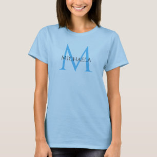 Modern initial monogram-Elegant ger ljusblå ljus T Shirt
