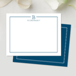 Modern Initial Mörkblå Marin Gräns Pappersvaror Anteckningskort