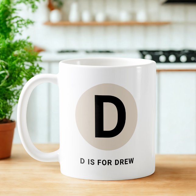 Modern Initial Mug – “D is for [Name]” Design Kaffemugg (Skapare uppladdad)